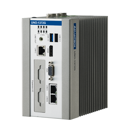 UNO-1372G PC Intel® Atom™ de cuatro núcleos con control de tamaño pequeño y riel DIN con 3 x GbE, 4 GB DDR3L integrados, 2 x mPCIe, 1 mSATA, 2 x COM, 8 x DI/O, 3 x USB, HDMI, VGA