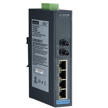 EKI-2525SI-ST Conmutador Ethernet no administrado monomodo 4FE+1FE ST, -40~75 ℃
