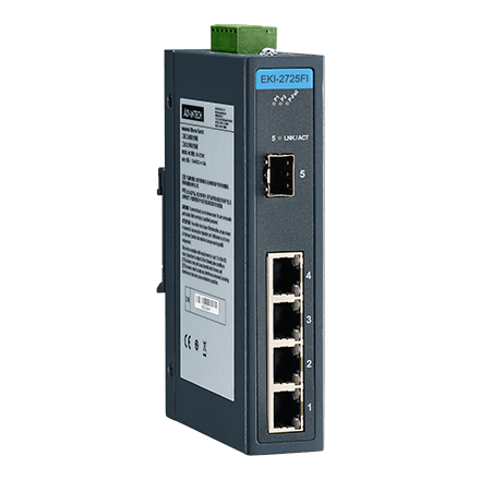 EKI-2725FI Conmutador Ethernet no administrado 4GE+1G SFP, -40~75 ℃