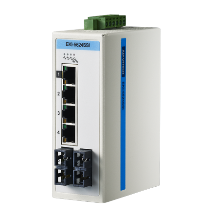 EKI-5524SSI-AE Conmutador Ethernet no administrado monomodo SC 4FE+2FE, ATEX/C1D2/IECEx, -40~75 ℃