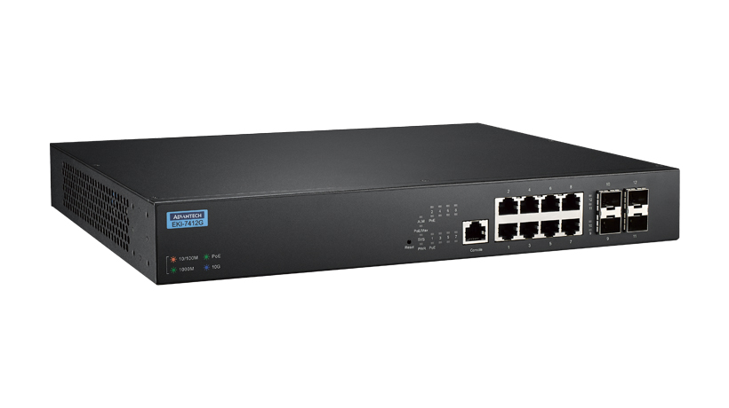 EKI-7412G-4XP  Conmutador PoE+ gestionado 8GE+4 10G SFP L2