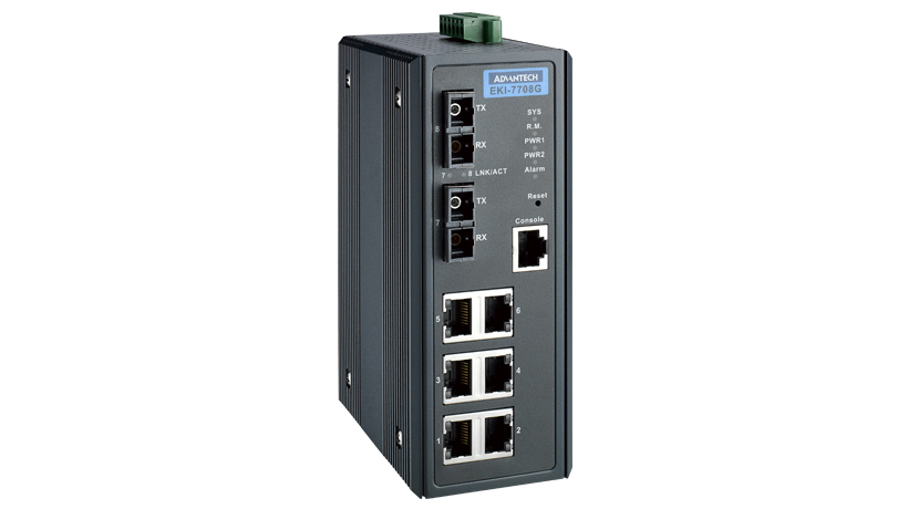 EKI-7708G-2SI Conmutador administrado de puerto de fibra SC monomodo 6G+2G