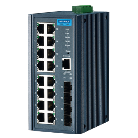 EKI-7720E-4FI-AE Conmutador Ethernet administrado 16FE+4G SFP, -40~75 ℃