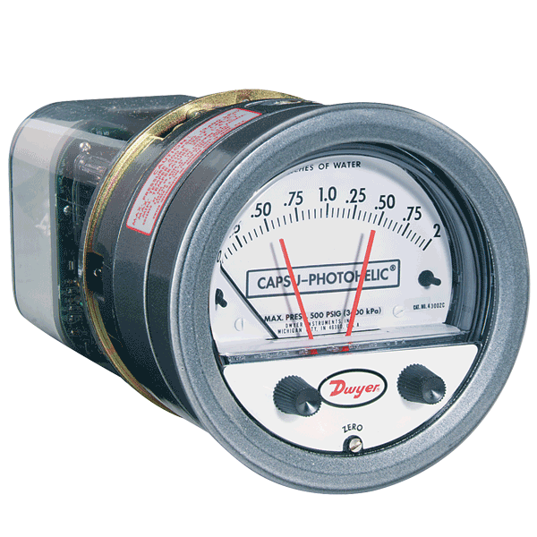 [NVT012166] Series 43000 Presostato/Manómetro Capsu-Photohelic® (43000-0: Medidor/interruptor de presión, rango de 0-0.5" columna de agua.)