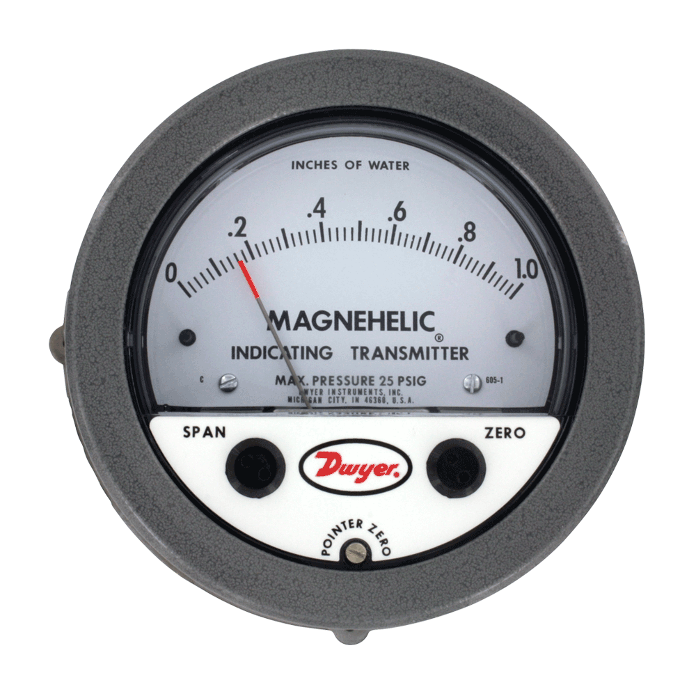 [NVT012270] Series 605 Transmisor Indicador De Presión Diferencial Magnehelic® (605-0: Transmisor indicador de presión diferencial, rango de 0-0.50" columna de agua, presión máxima de 25 psi (1.7 bar), ±2% de exactitud eléctrica, ±3% de exactitud mecánica.)