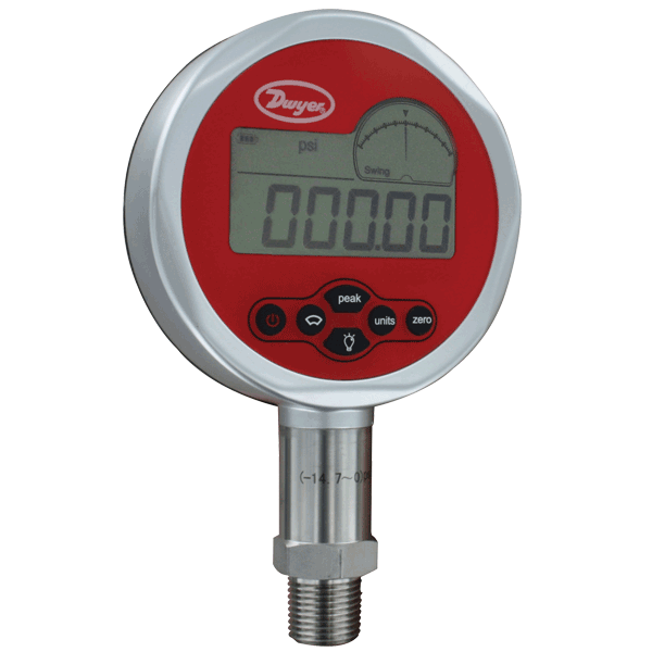 [NVT014232] Series DCGII Manómetro De Calibración Digital (DCGII-100: Medidor de presión digital, rango de -14.7-0 psig, 0.05% de la escala completa, NPT macho de 1/2" de acero inoxidable)