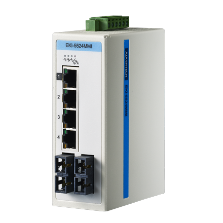 [NVT004476] EKI-5524MMI-AE Conmutador Ethernet no administrado multimodo SC 4FE+2FE, ATEX/C1D2/IECEx, -40~75 ℃