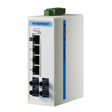[NVT004477] EKI-5524MMI-ST Conmutador Ethernet no administrado multimodo 4FE+2FE ST, ATEX/C1D2/IECEx, -40~75 ℃