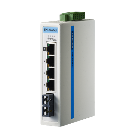 [NVT004483] EKI-5525SI-AE Conmutador Ethernet no administrado monomodo 4FE+1FE SC, ATEX/C1D2/IECEx, -40~75 ℃