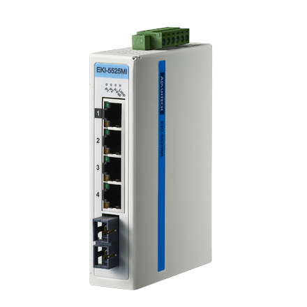 [NVT004481] EKI-5525MI-AE Conmutador Ethernet no administrado multimodo 4FE+1FE SC, ATEX/C1D2/IECEx, -40~75 ℃