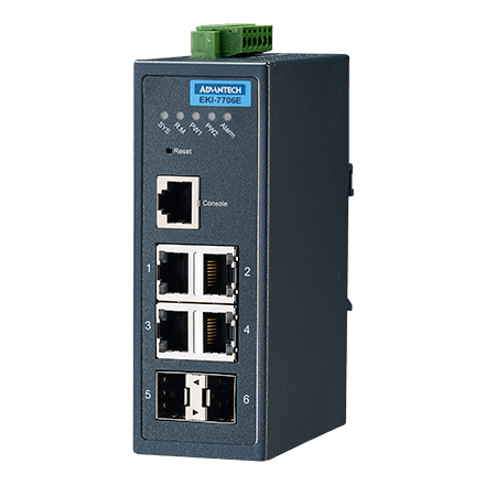 [NVT004518] EKI-7706E-2FI Conmutador Ethernet administrado 4FE+2G SFP, -40~75 ℃